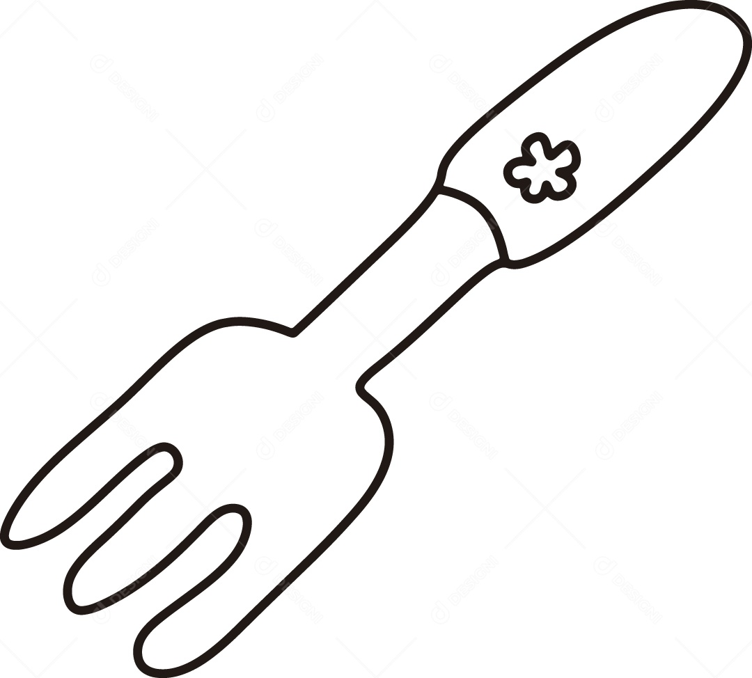 Desenho para Colorir de Garfo Ilustração Vetor EPS