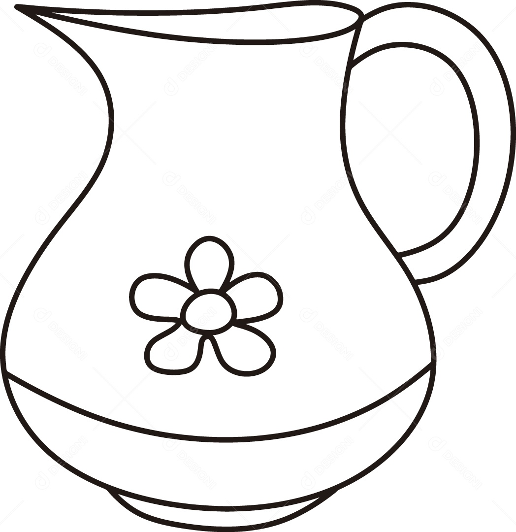 Desenho para Colorir de Jarro Ilustração Vetor EPS