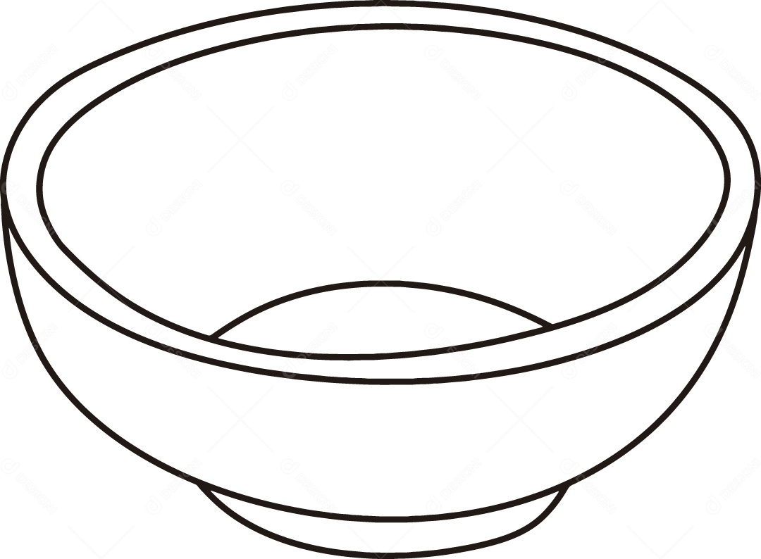 Desenho para Colorir de Tigela Ilustração Vetor EPS