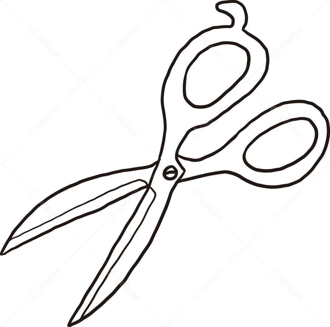 Desenho para Colorir de Tesoura Ilustração Vetor EPS
