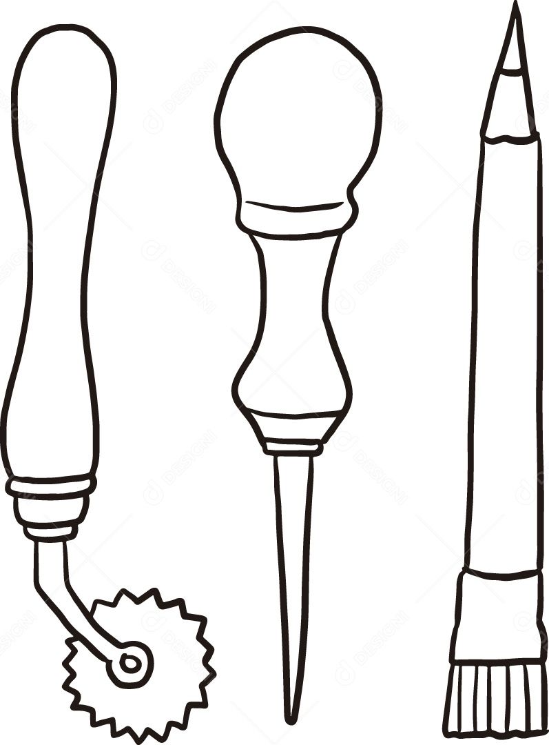 Desenho para Colorir de Ferramentas Ilustração Vetor EPS
