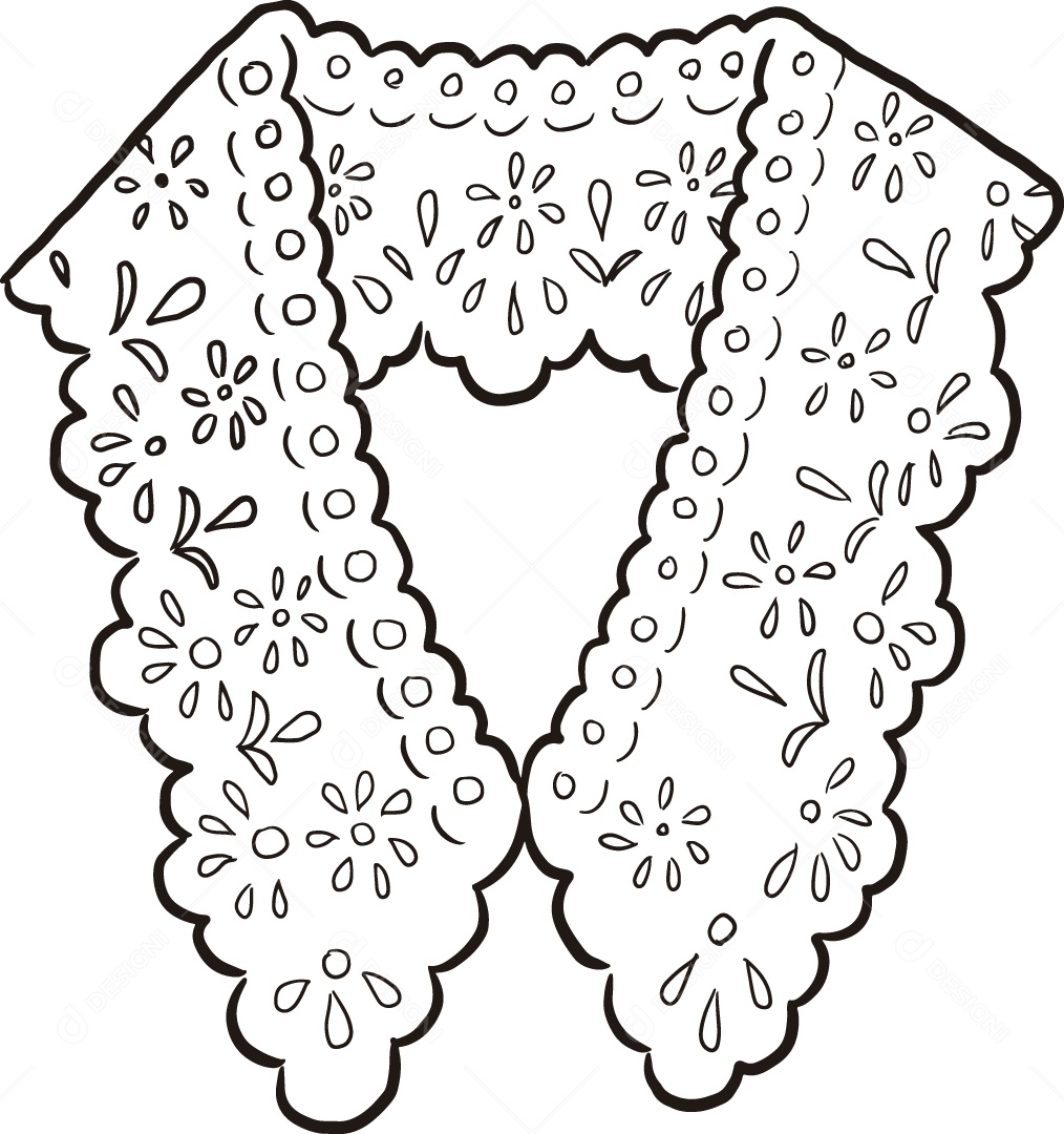 Desenho para Colorir de Colar de Flores Ilustração Vetor EPS