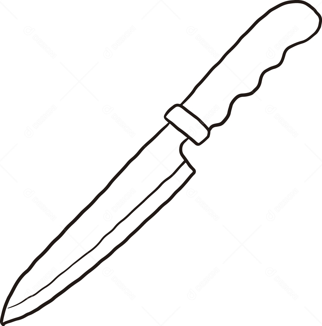 Desenho para Colorir de Faca Ilustração Vetor EPS