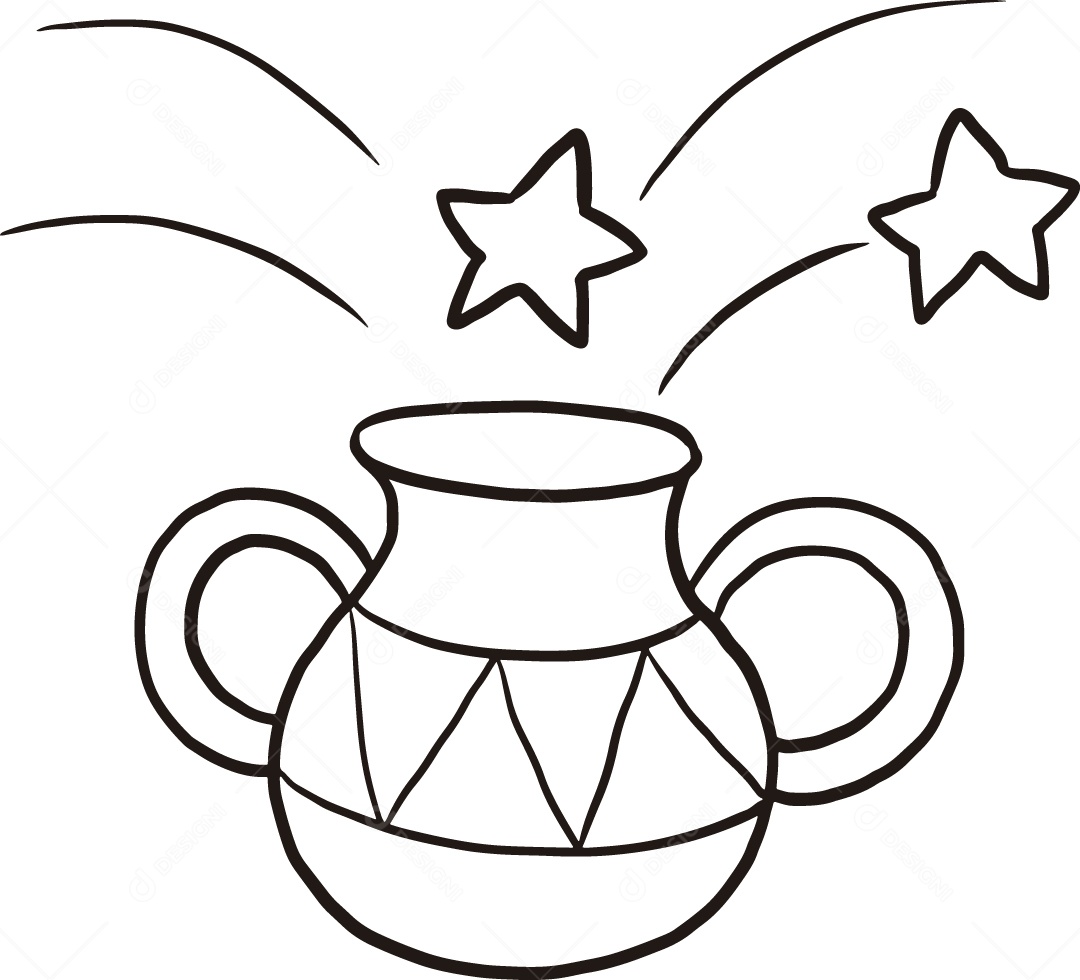 Desenho para Colorir de Jarro Ilustração Vetor EPS