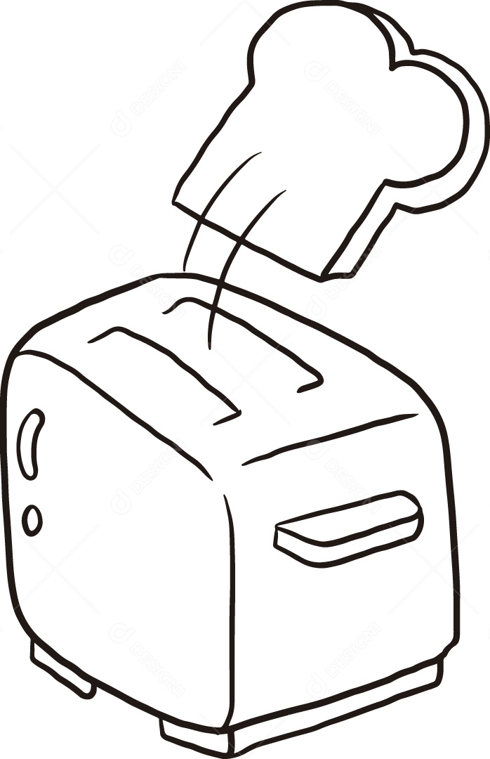 Desenho para Colorir de Torradeira Ilustração Vetor EPS