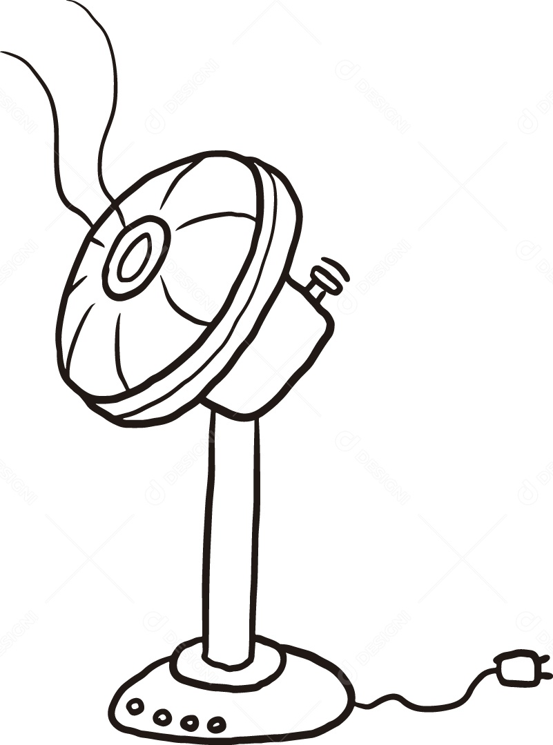 Desenho para Colorir de Ventilador Ilustração Vetor EPS