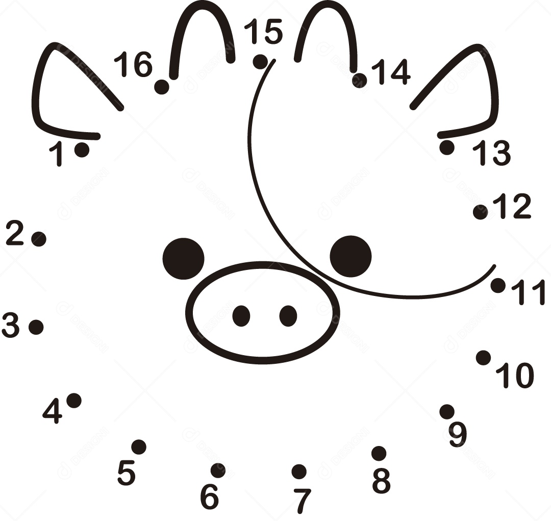 Desenho de Ligar Pontos Animal para Colorir Ilustração Vetor EPS