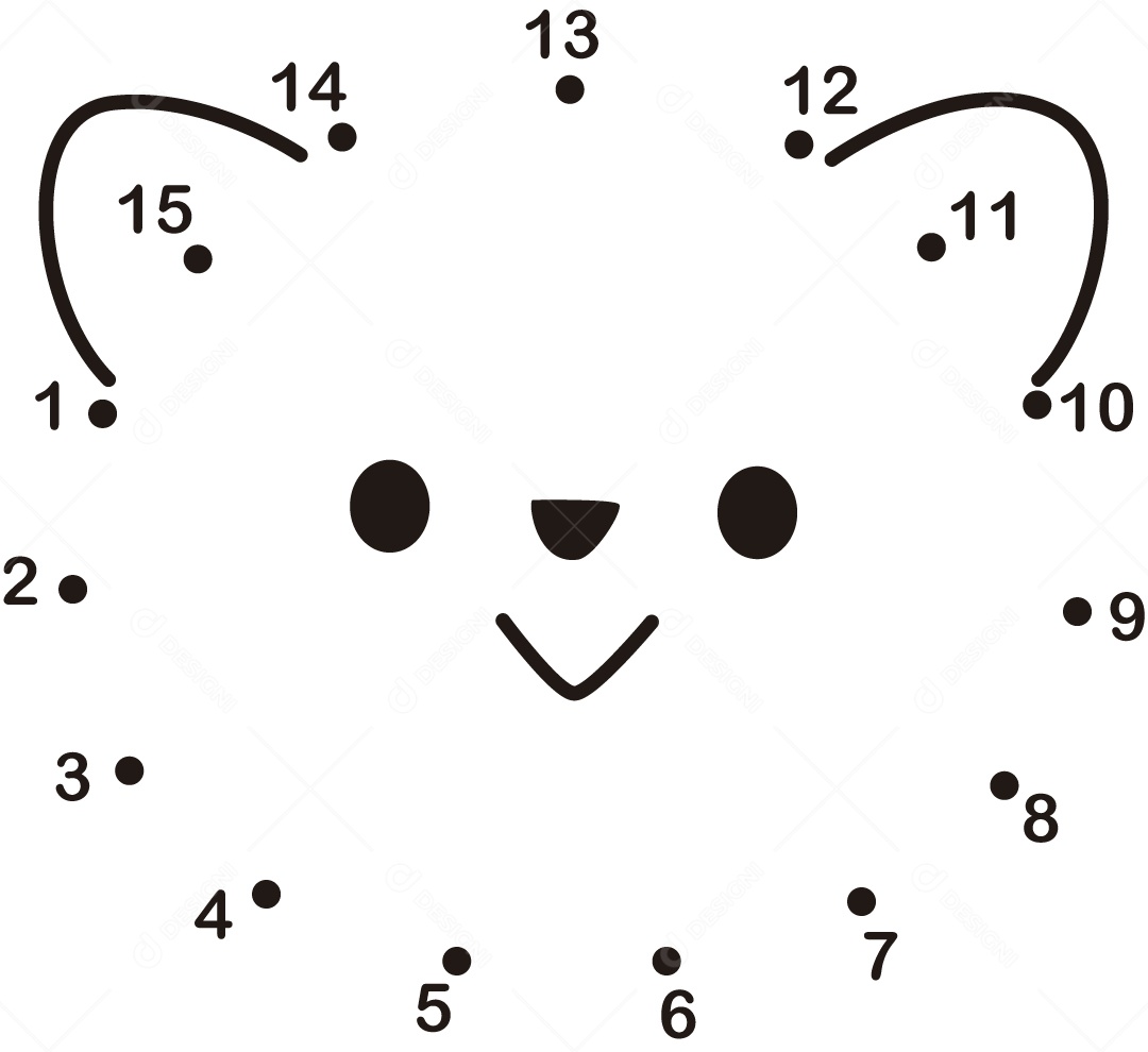 Desenho de Ligar Pontos Animal para Colorir Ilustração Vetor EPS