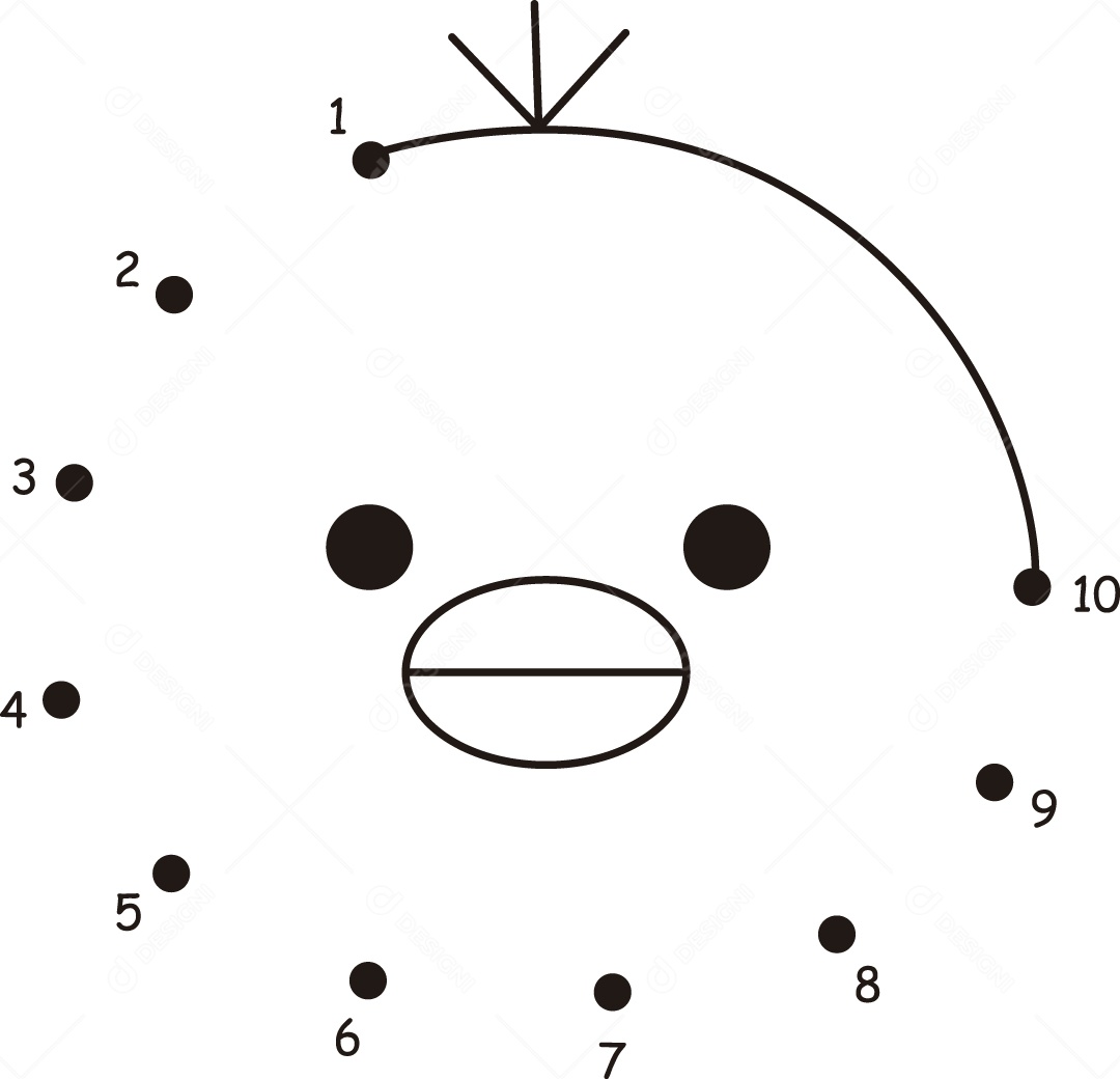 Desenho de Ligar Pontos Animal para Colorir Ilustração Vetor EPS