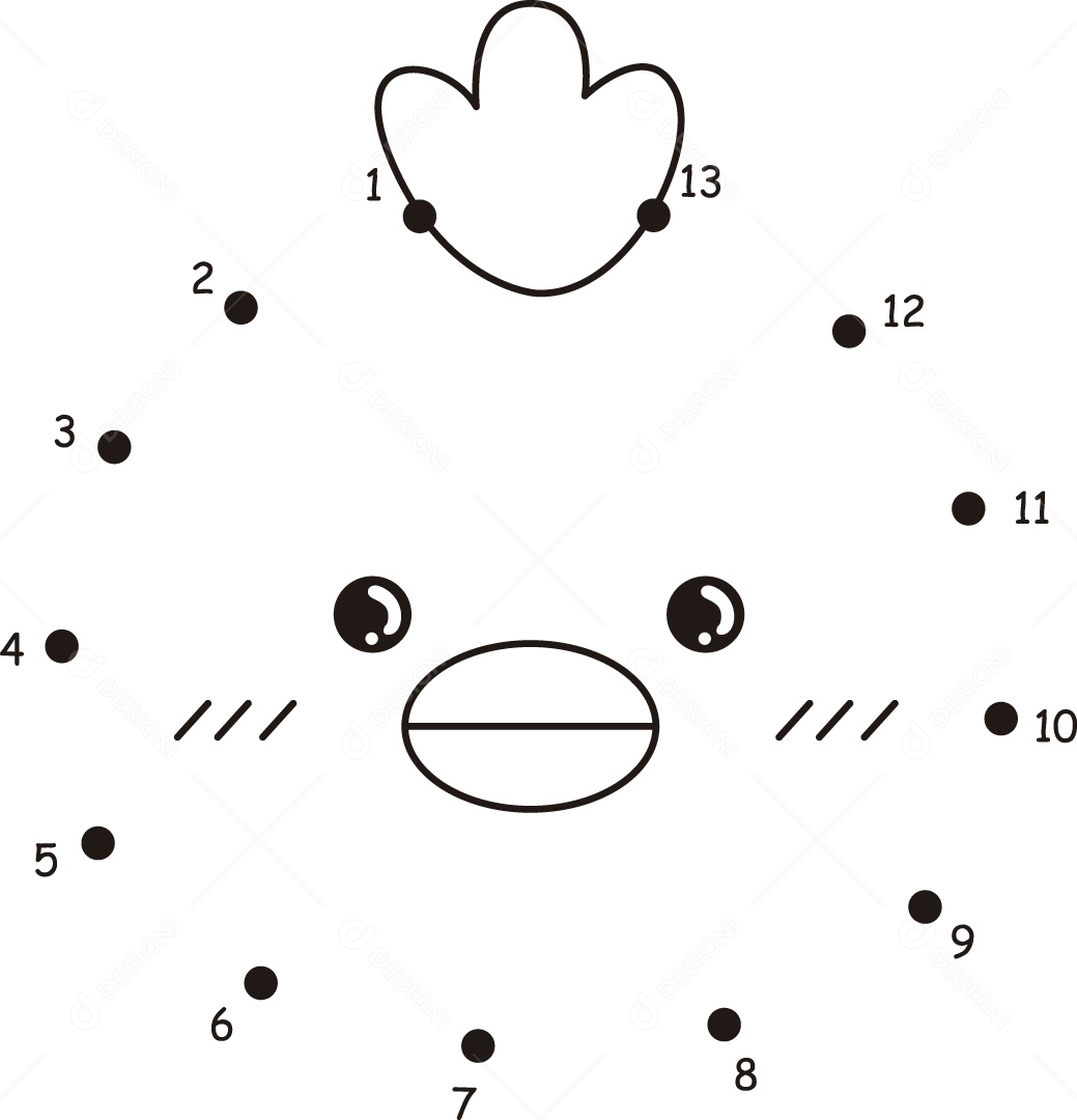 Desenho de Ligar Pontos Animal para Colorir Ilustração Vetor EPS