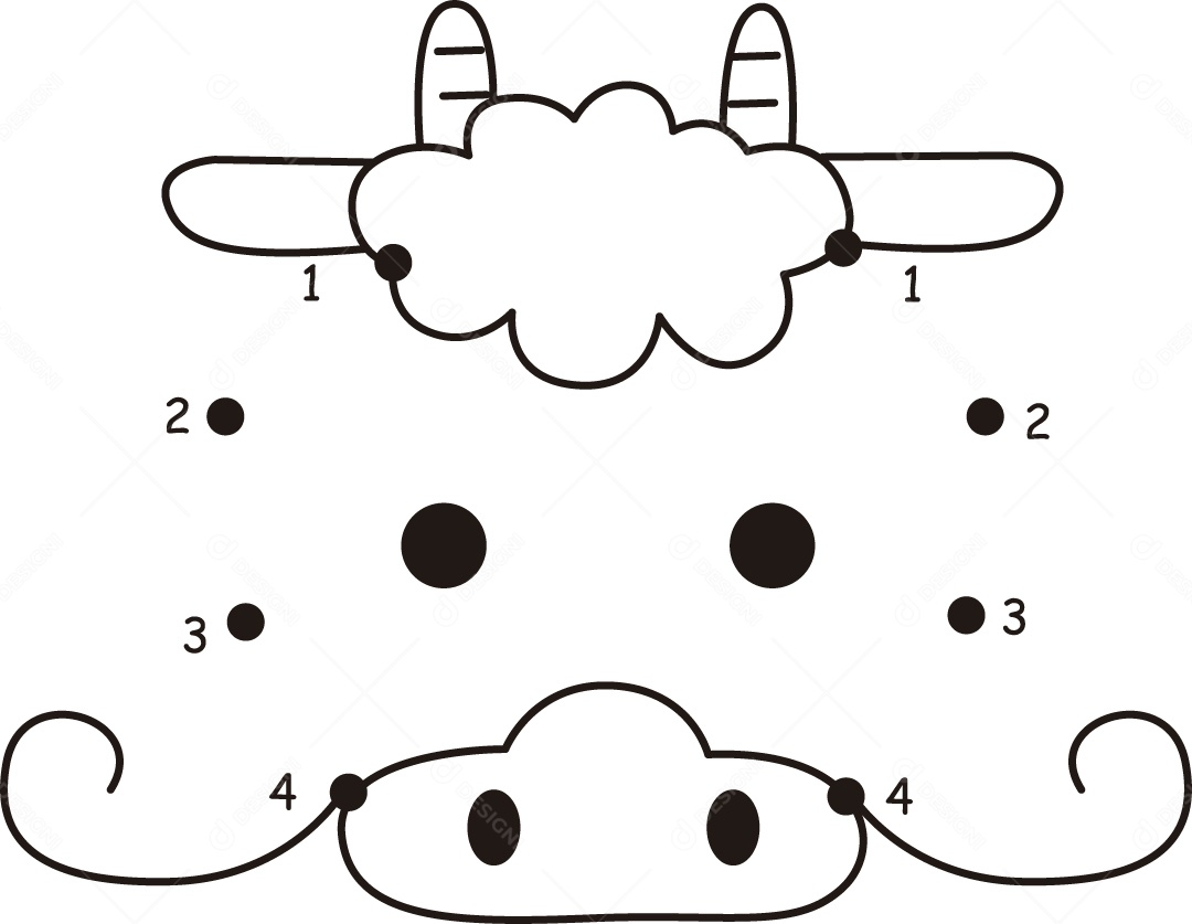 Desenho de Ligar Pontos Cabeça de Vaca para Colorir Ilustração Vetor EPS
