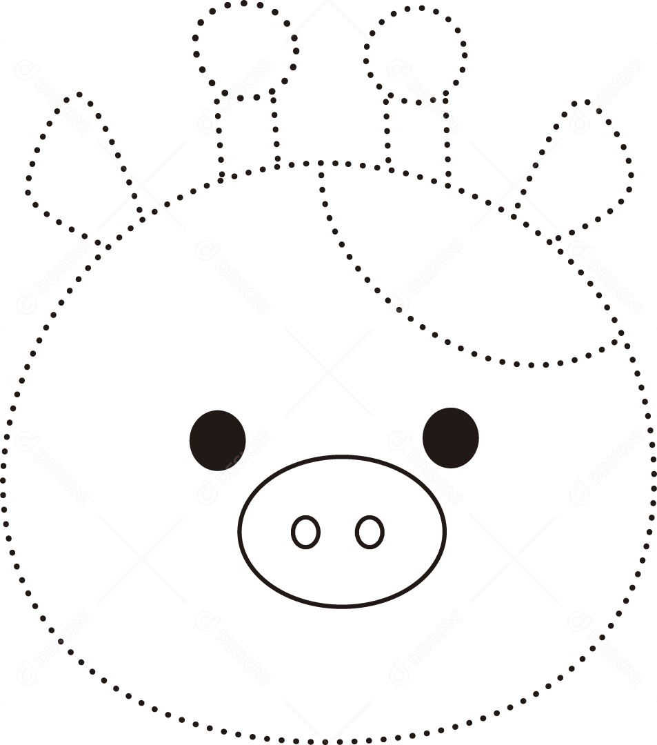 Desenho de Cobrir Linhas Cabeça de Girrafa para Colorir Ilustração Vetor EPS