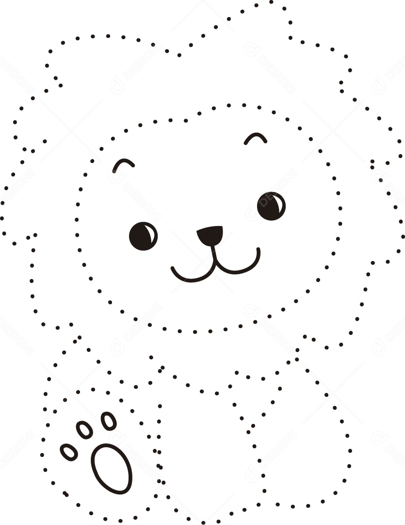 Desenho de Cobrir Linhas Leão para Colorir Ilustração Vetor EPS