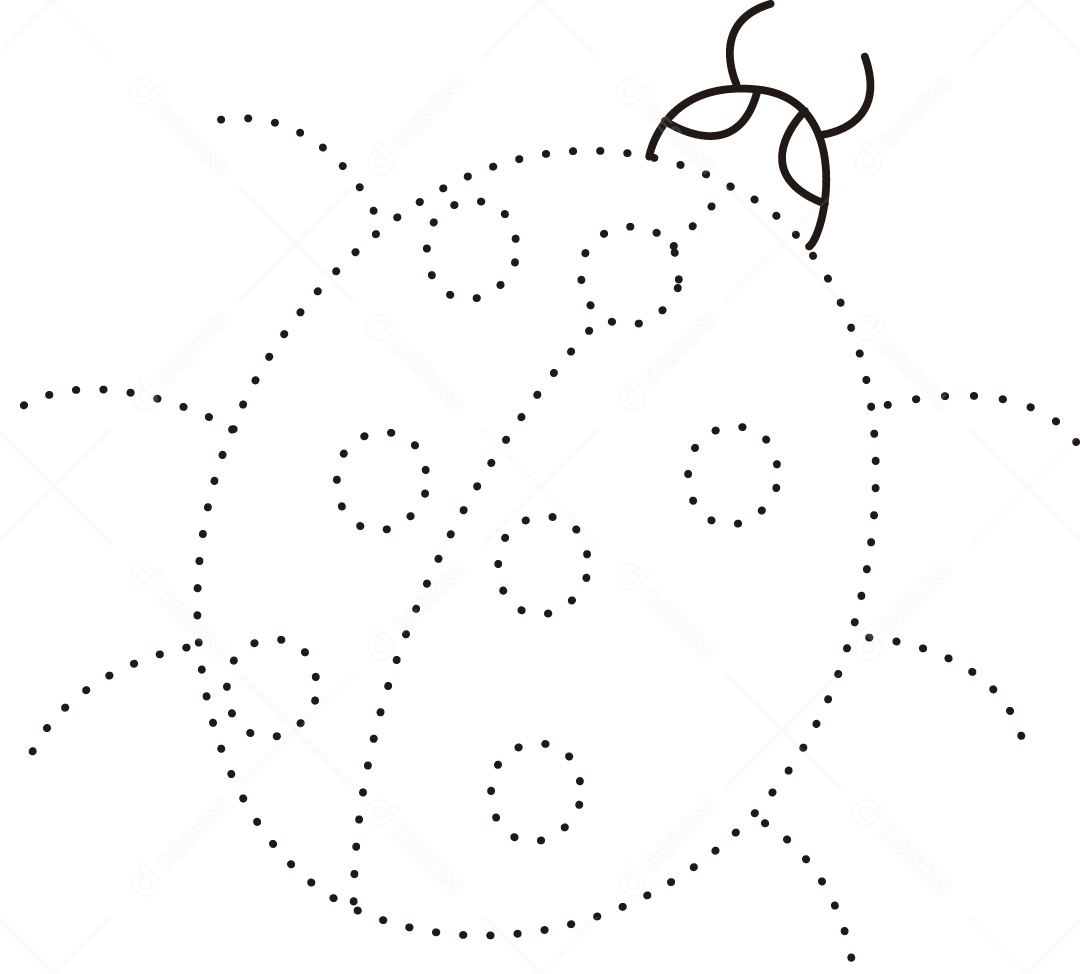 Desenho de Cobrir Linhas Joaninha para Colorir Ilustração Vetor EPS