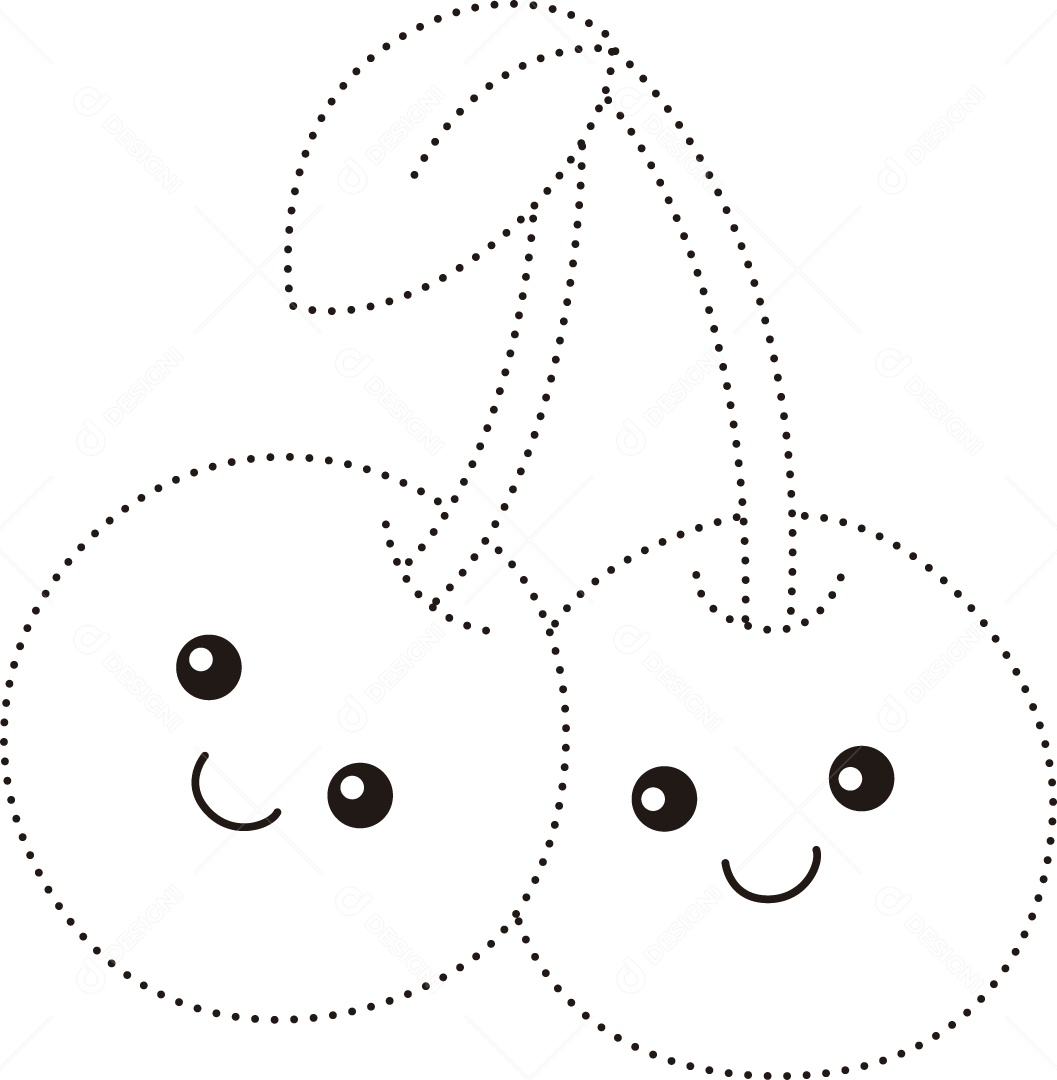 Desenho de Cobrir Linhas Cerejas para Colorir Ilustração Vetor EPS