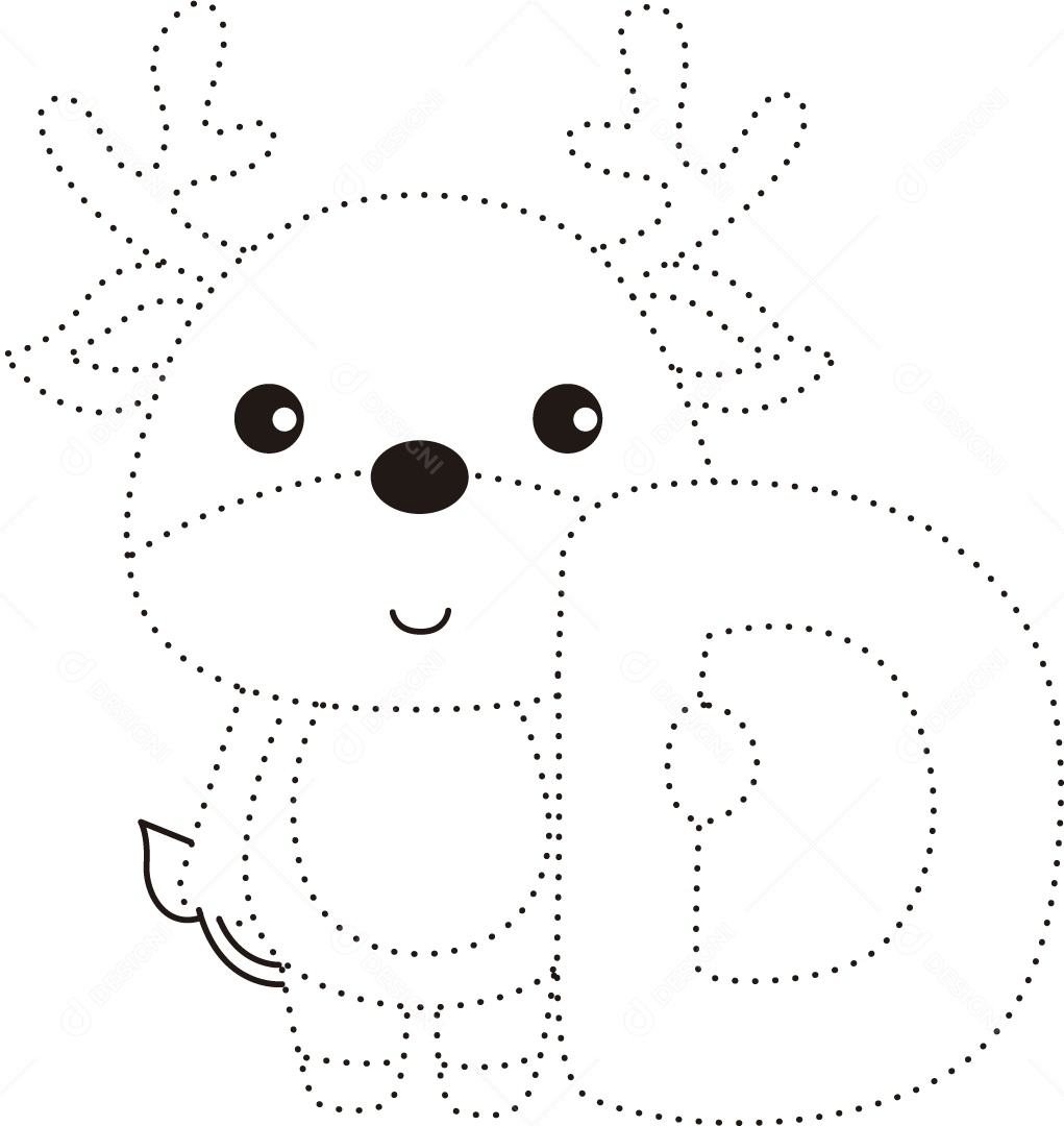 Desenho de Cobrir Linhas para Colorir Letra D Alfabeto de Animais para Crianças Ilustração Vetor EPS