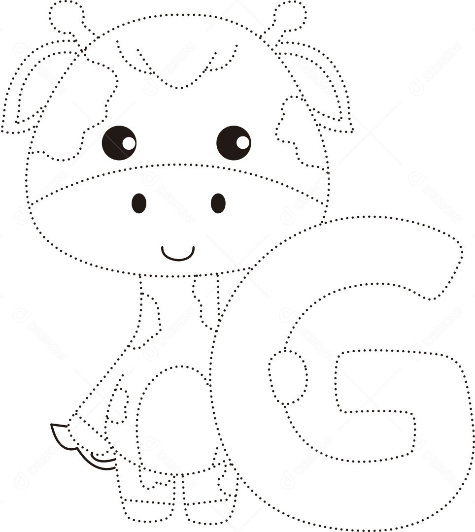 Desenho de Cobrir Linhas para Colorir Letra G Alfabeto de Animais para Crianças Ilustração Vetor EPS