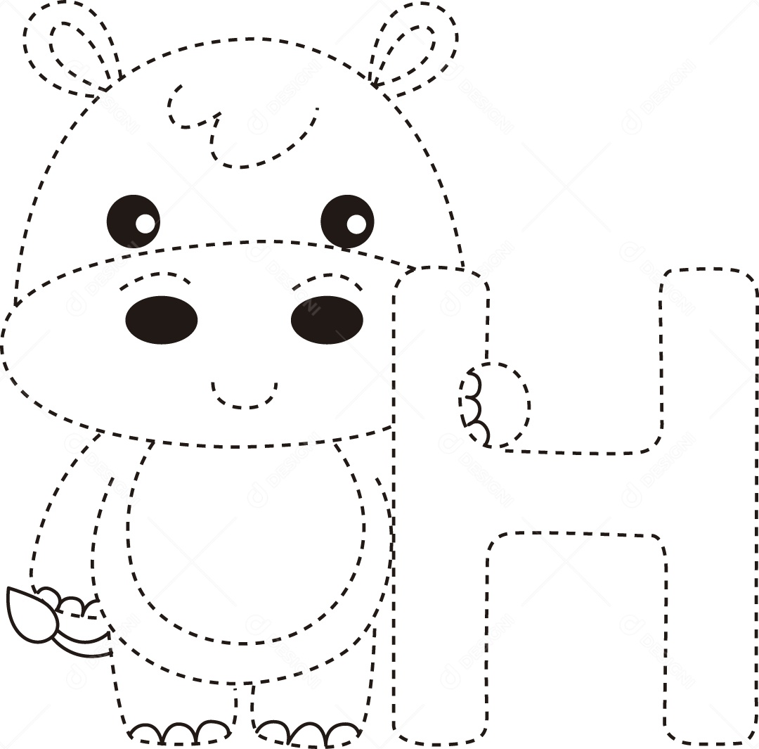 Desenho de Cobrir Linhas para Colorir Letra H Alfabeto de Animais para Crianças Ilustração Vetor EPS