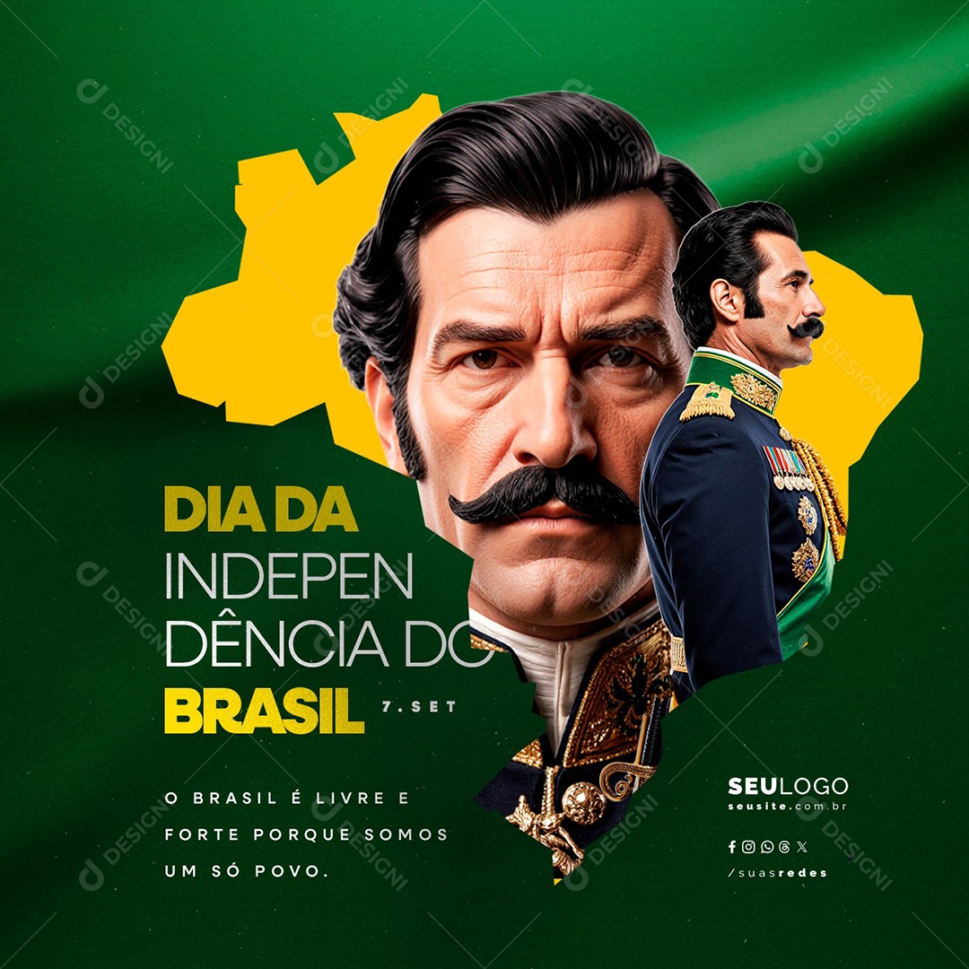 Dia da Independência do Brasil 07 de Setembro O Brasil é Livre Social Media PSD Editável