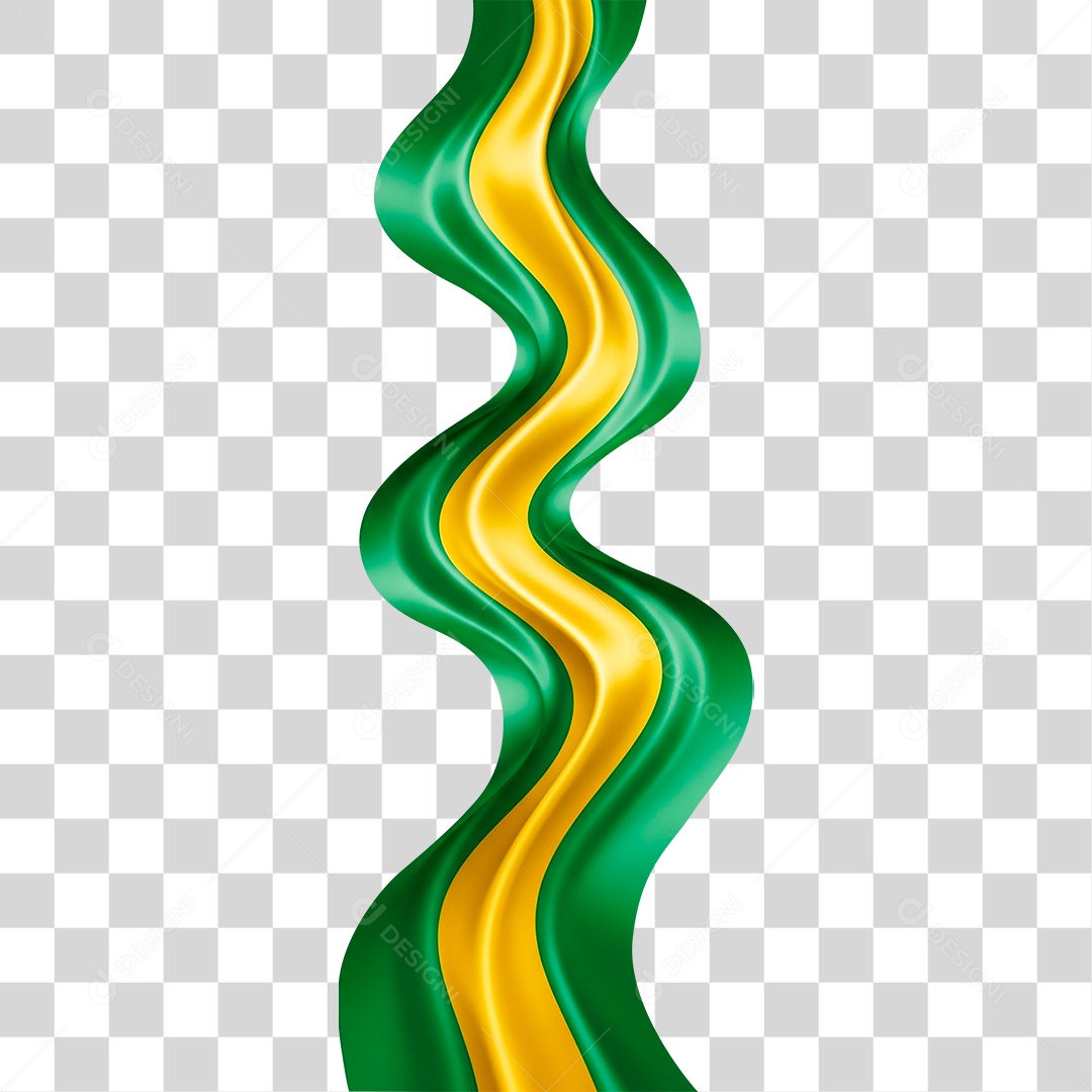 Ícone 3D Fita na Cores do Brasil PNG Transparente