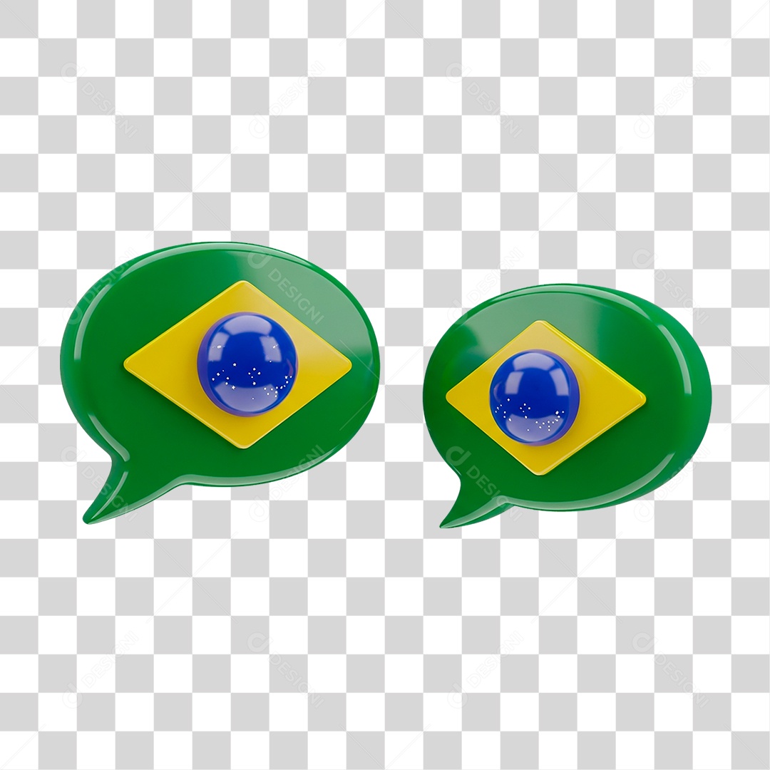 Ícones Caixa de Mensagem nas Cores do Brasil PNG Transparente