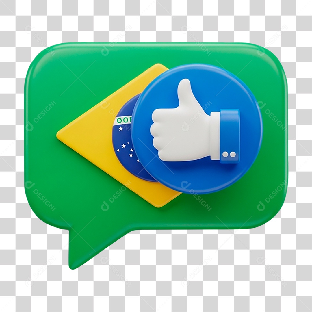 Ícone 3D Bandeira e Like PNG Transparente