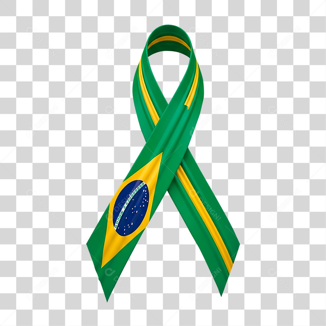 Ícone 3D Fita na Cores do Brasil PNG Transparente