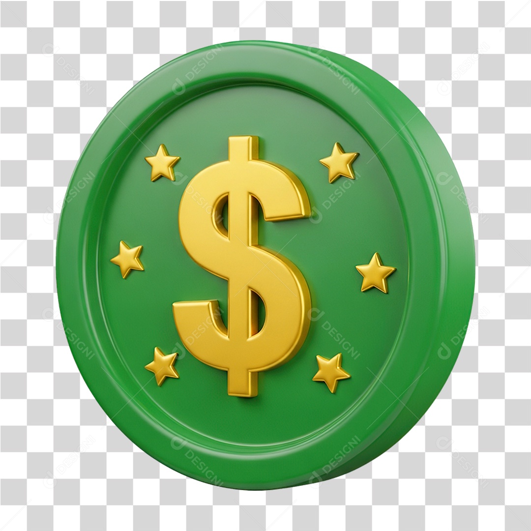 Moeda Verde com Cifrão PNG Transparente