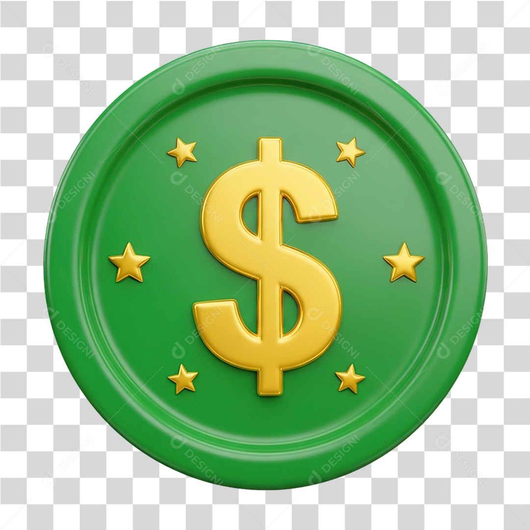 Moeda Verde com Cifrão PNG Transparente