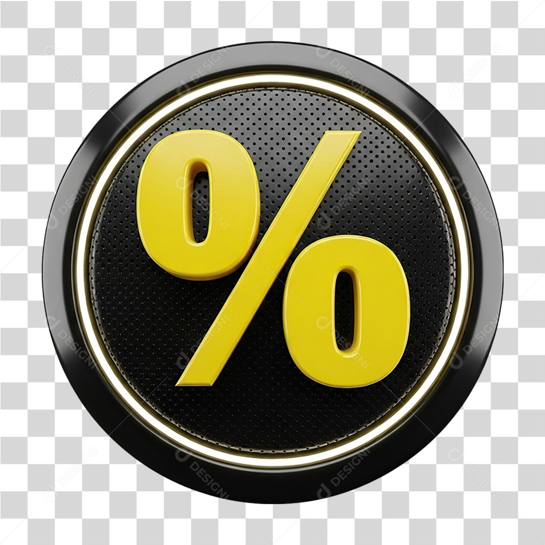 Ícone 3D Porcentagem Promoções Preto e Dourado PNG Transparente