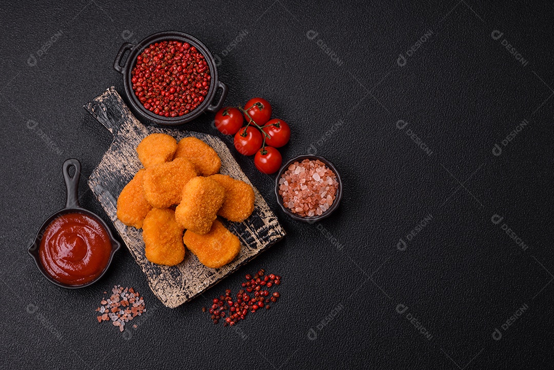 A imagem mostra nuggets de frango