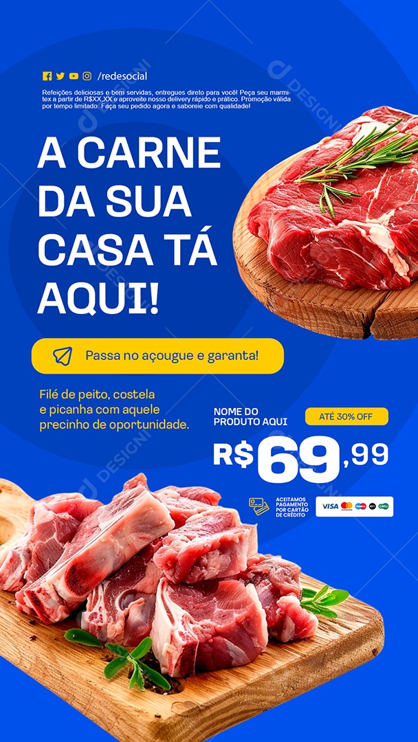 Story Supermercado A Carne da Sua Casa Tá Aqui Social Media PSD Editável