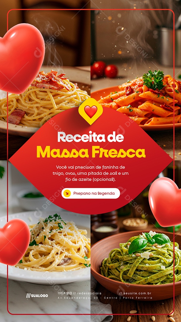 Story Receita de Massa Fresca Social Media PSD Editável