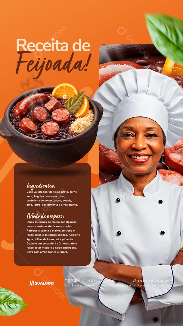 Story Receita de Feijoada Social Media PSD Editável