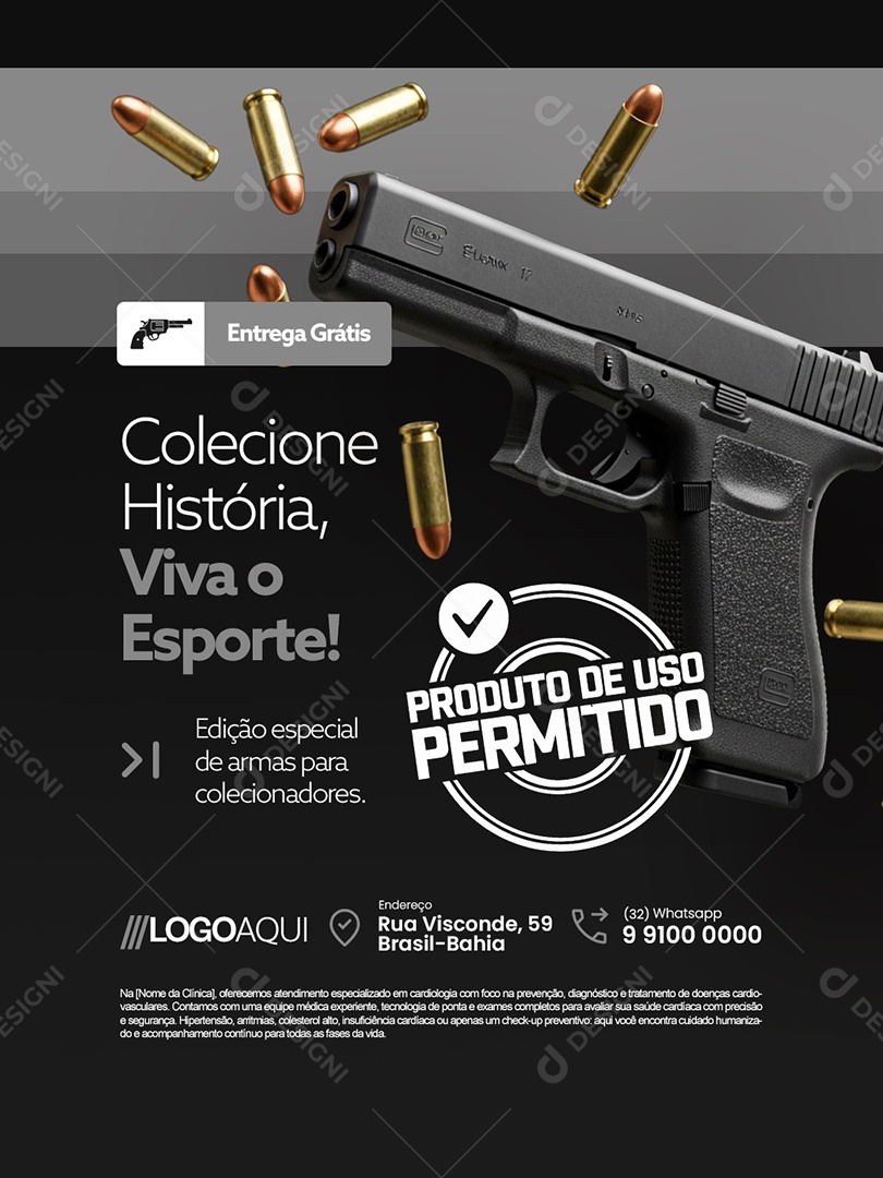 Loja de Armas Colecione História Viva o Esporte Social Media PSD Editável