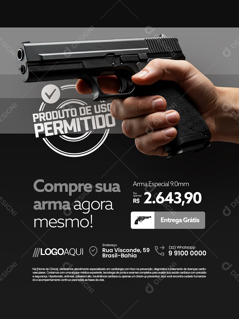 Loja de Armas Compre sua Arma Agora Mesmo Social Media PSD Editável