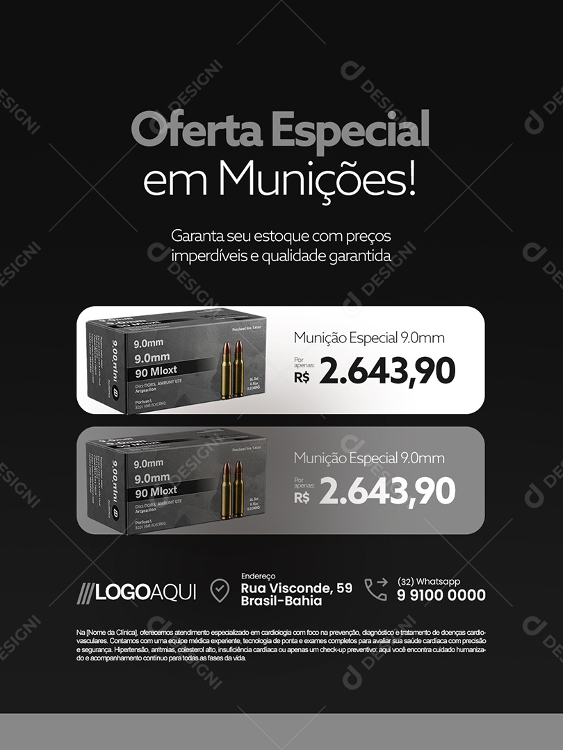 Loja de Armas Oferta Especial em Munições Social Media PSD Editável