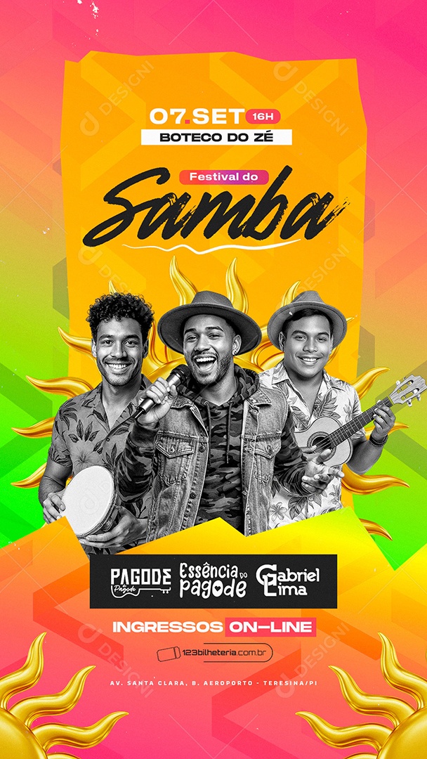 Story Flyer Festival do Samba 07 de Setembro Social Media PSD Editável