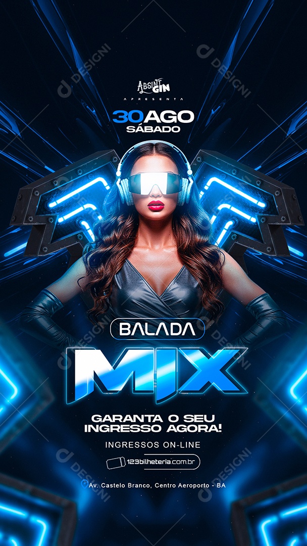 Story Flyer Balada Mix Social Media PSD Editável
