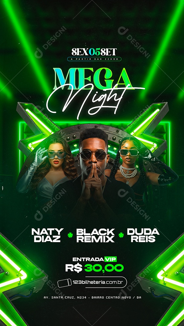 Story Flyer Mega Night Social Media PSD Editável