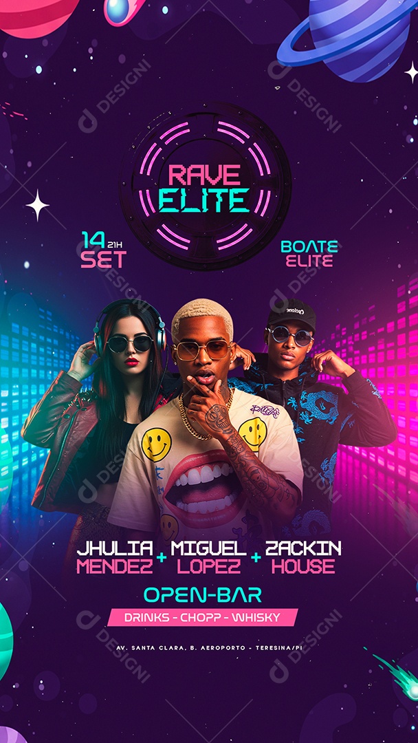 Story Flyer Rave Elite Social Media PSD Editável