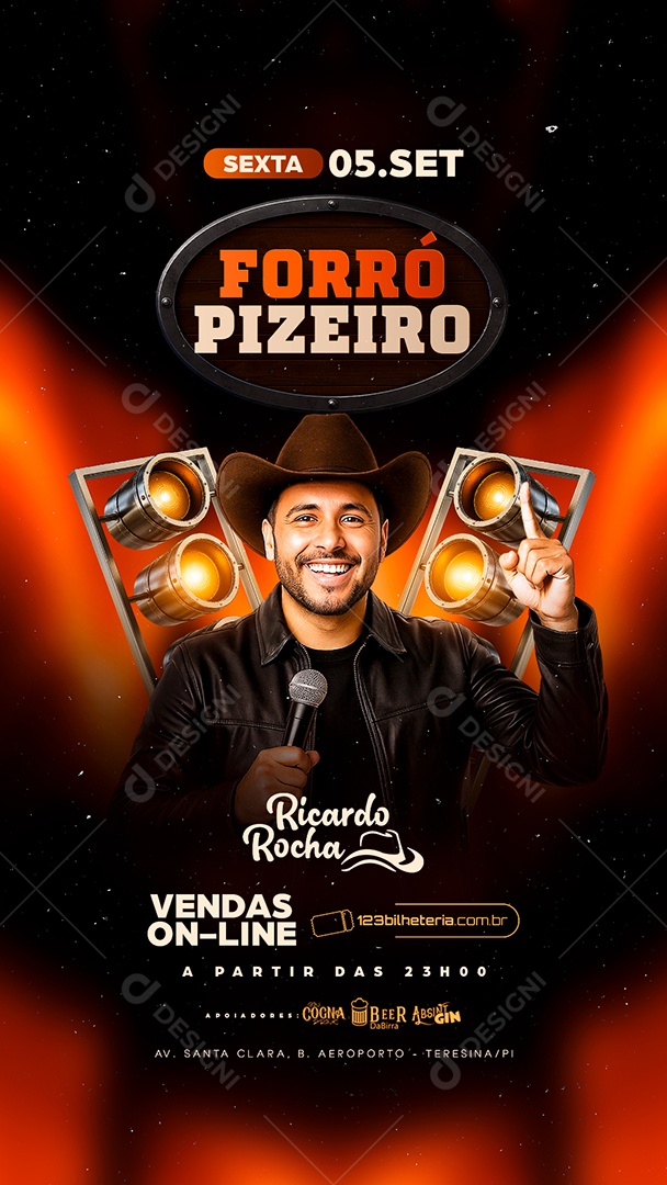 Story Flyer Forró Pizeiro Ricardo Rocha Social Media PSD Editável