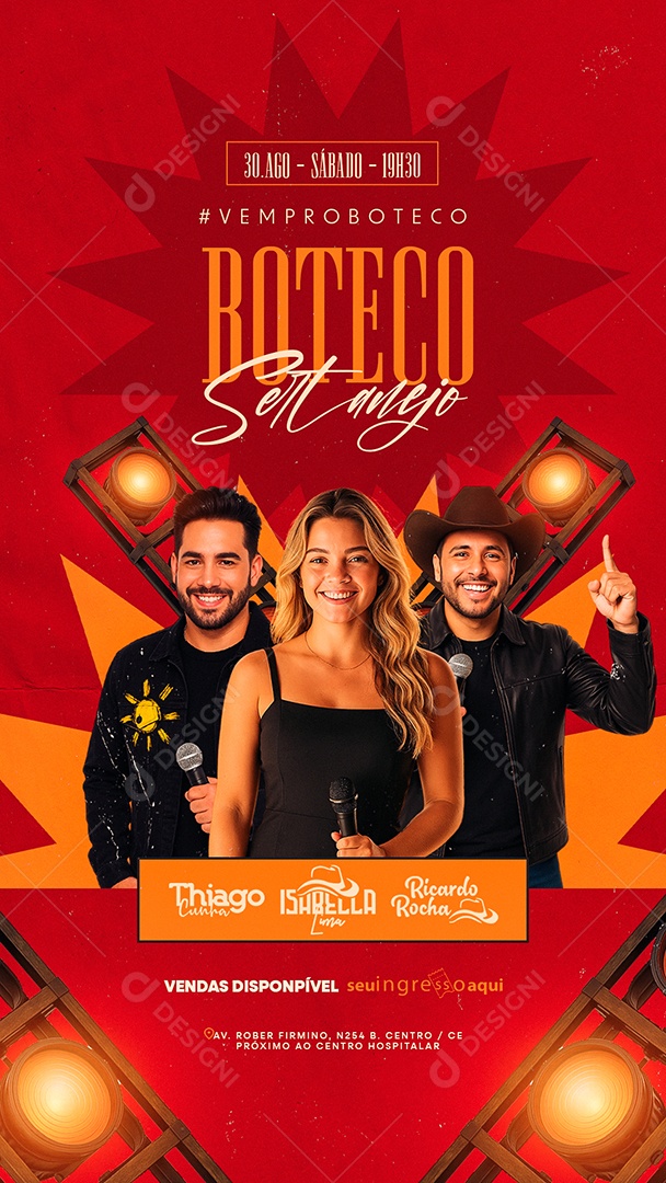 Story Flyer Vem Pro Boteco Sertanejo Social Media PSD Editável