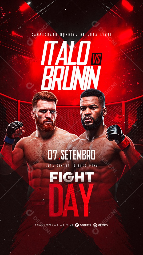 Story Campeonato Mundial de Luta Livre Fight Day Social Media PSD Editável