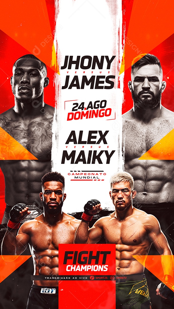 Story Campeonato Mundial de Luta Fight Champions Social Media PSD Editável