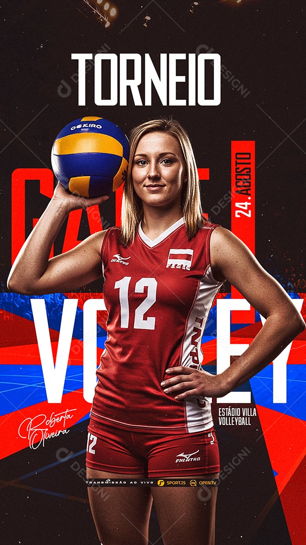 Story Campeonato de Volleyball Feminino Estádio Villa Social Media PSD Editável
