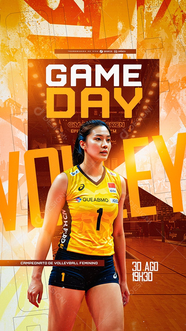 Story Campeonato De Volleyball Feminino Game Day Social Media PSD Editável