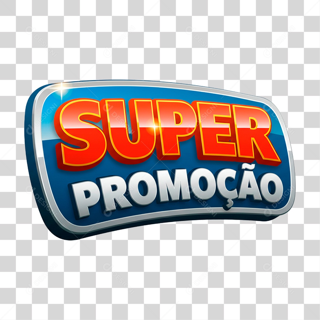 Selo 3D Super Promoção para Composição PNG Transparente