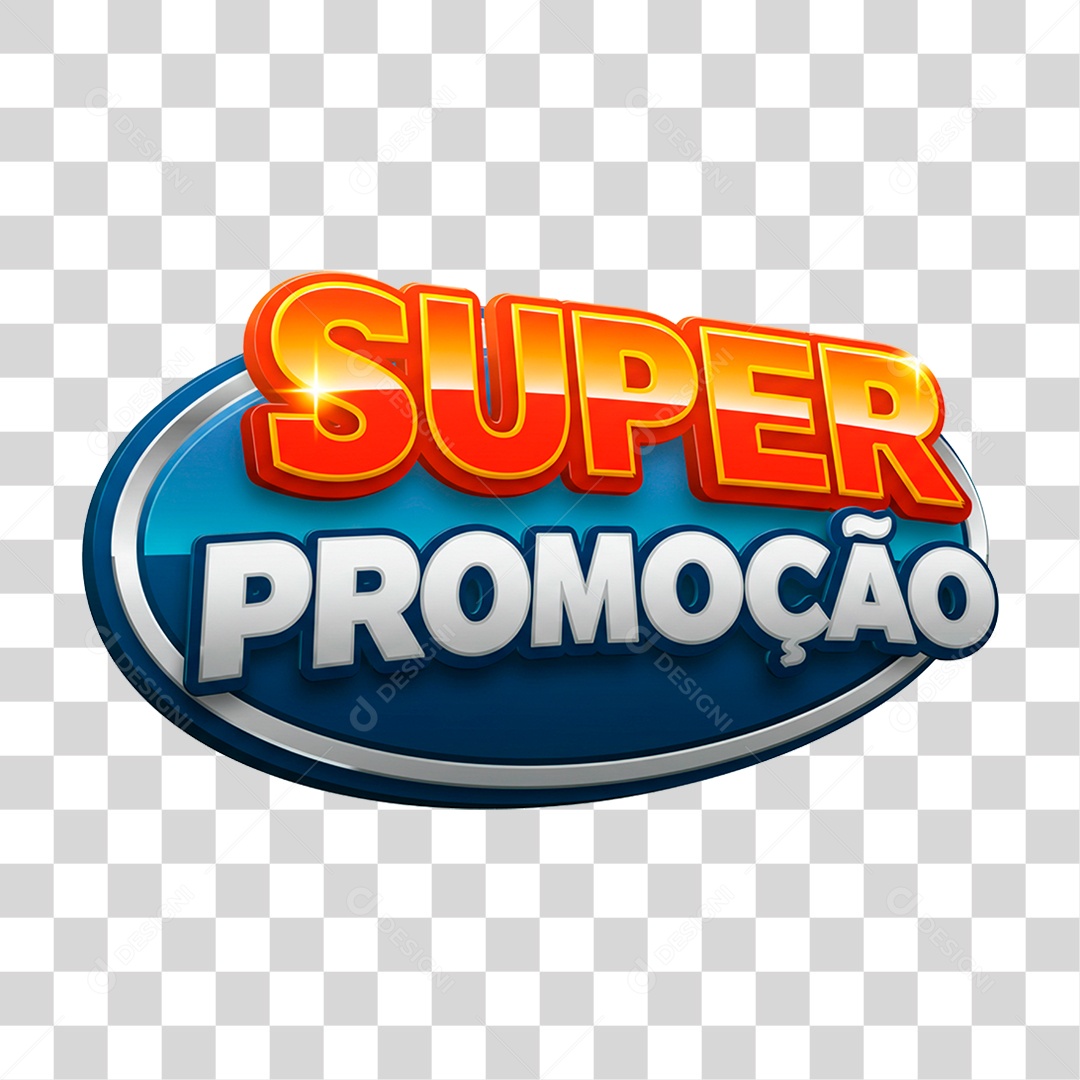 Selo 3D Super Promoção para Composição PNG Transparente