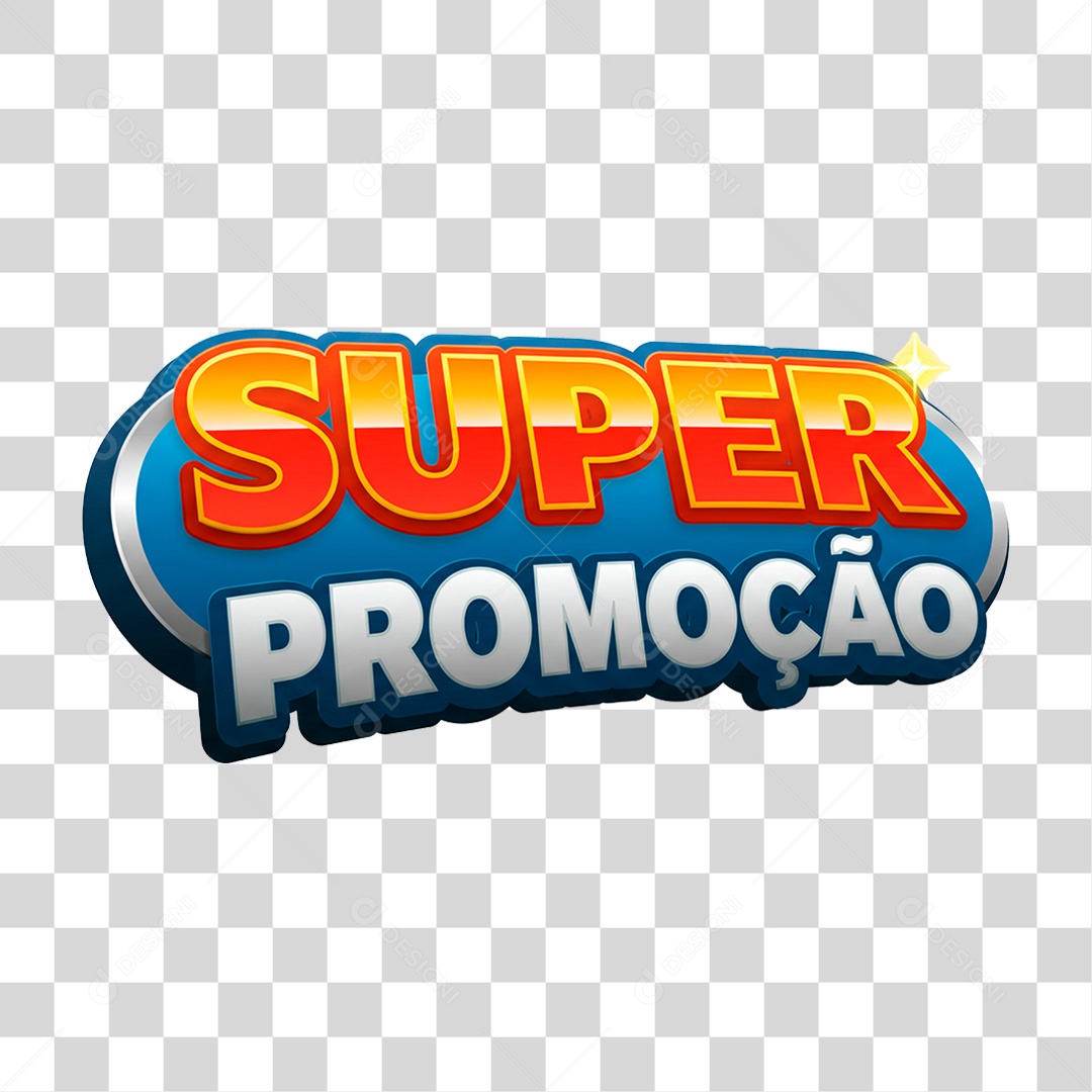Selo 3D Super Promoção para Composição PNG Transparente